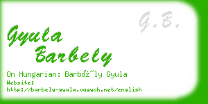 gyula barbely business card